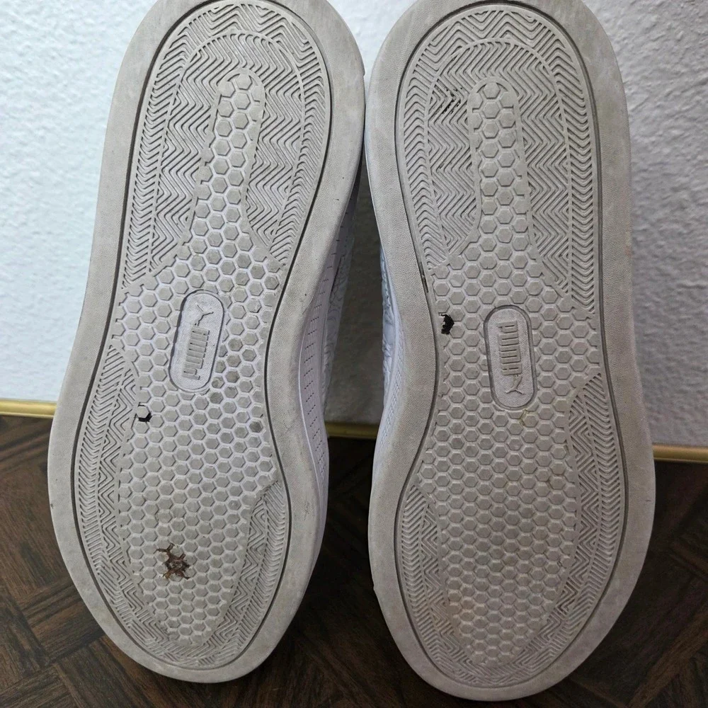 Puma Carina Platform Sneakers White Embossed Floral Lace Up Womens 7.5
